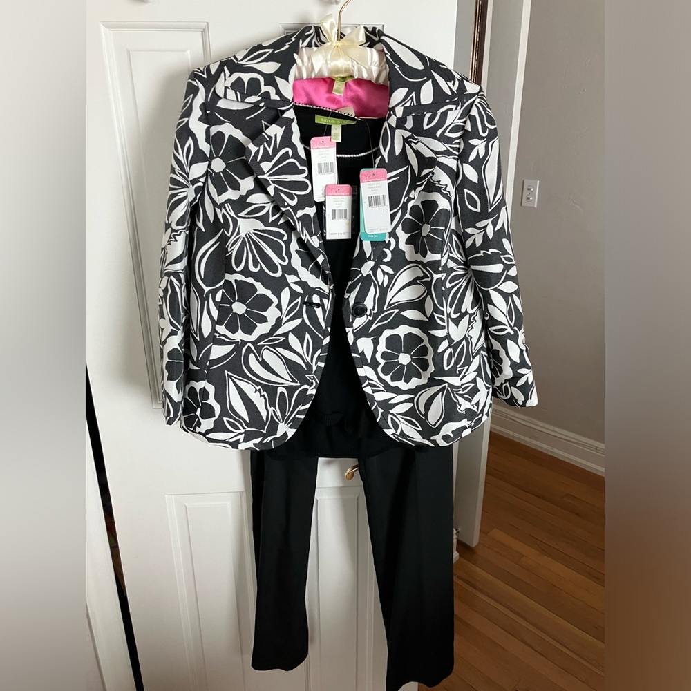 Beautiful Sigrid Olsen Bold Blk/Wht Jacket Pantsuit